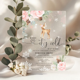 Invitations En Acrylique Bébé son froid à l'extérieur Baby shower de cerfs 