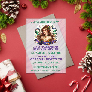 Invitations En Acrylique Bébé Vierge Lavande et Vert Fête Prénatale Thème Z
