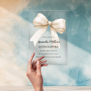 Invitations En Acrylique Beige crème arc clair Quinceanera luxe