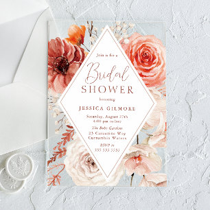 Invitations En Acrylique Belle Fête des mariées Florale Boho