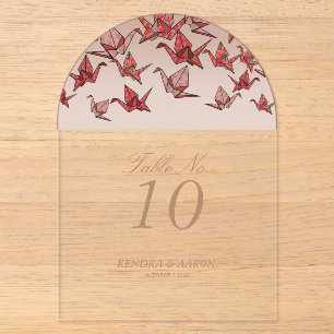 Invitations En Acrylique Belle Grue de Mariage en Papier Origami Rouge