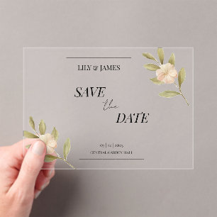 Invitations En Acrylique Beurre Aquarelle Jaune Floral Classic Élégant