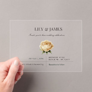 Invitations En Acrylique Beurre Aquarelle Jaune Floral Classic Élégant