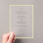 Invitations En Acrylique Beurre Trisha Jaune Mariage moderne<br><div class="desc">Invitations de mariage modernes avec un design propre avec des polices serif et script.</div>