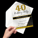Invitations En Acrylique Black And Gold Parties scintillant 40e fête d'anni<br><div class="desc">Donnez le ton pour une fabuleuse fête de 40e anniversaire avec notre luxueuse invitation Acrylique Black and Gold Parties scintillant 40e anniversaire de fête. Cette élégante invitation est parfaite pour marquer cet anniversaire d'étape spécial avec son design noir et or élégant et ses détails de gloire. Impressionnez vos invités avec...</div>