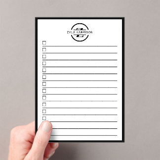 Invitations En Acrylique Black White Monogram Name To Do List Dry Erase