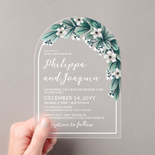 Invitations En Acrylique Blanc et Turquoise Mariage de la respiration pour