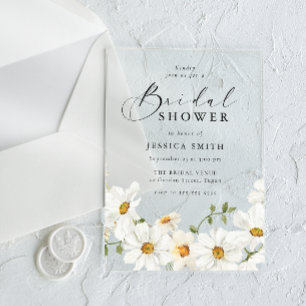 Invitations En Acrylique Blanc Floral Vibrant Mariage Fête Transparent