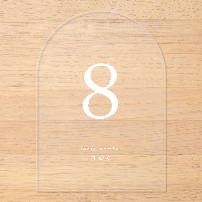 Invitations En Acrylique Blanc Simple Moderne Mariage Acrylique Numéros de  (Recto)