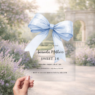 Invitations En Acrylique Bleu arc crème beige élégant Sweet 16 clair