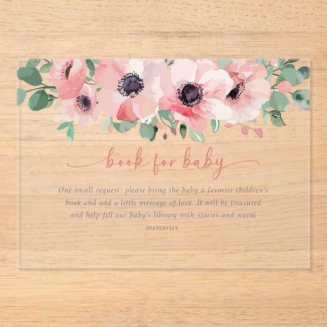Invitations En Acrylique Blooming in Love Pink Baby Shower Book for Baby (Recto)