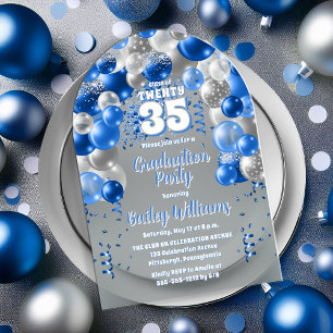 Invitations En Acrylique Blue Celebration Ballons Graduation Party