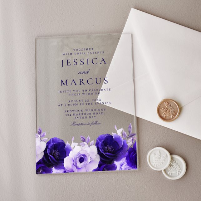 Invitations En Acrylique Blue Elegance : Magnifique Mariage Rose (Créateur téléchargé)