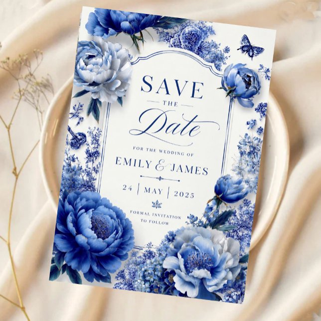 Invitations En Acrylique Blue Peony Floral (Créateur téléchargé)