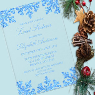 Invitations En Acrylique Blue Snowflake Sweet hiver 16