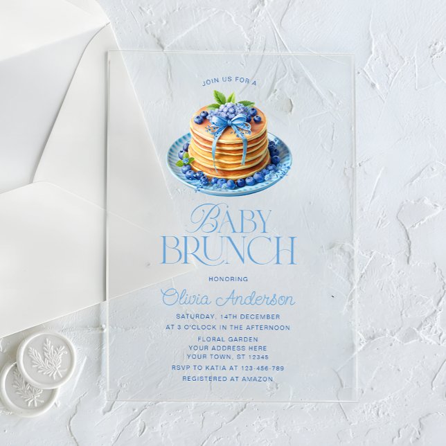 Invitations En Acrylique Blueberry Pancake Baby Brunch Baby shower (Créateur téléchargé)