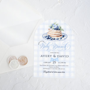 Invitations En Acrylique Blueberry Pancake Baby Brunch Baby shower Garçon