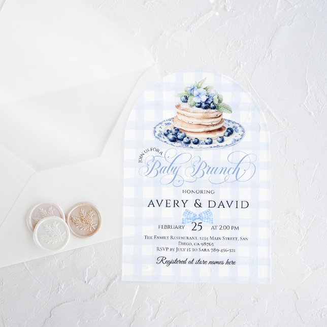 Invitations En Acrylique Blueberry Pancake Baby Brunch Baby shower Garçon (Créateur téléchargé)