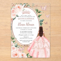 Blush Floral Brown Princess Rose Gold Quinceañera