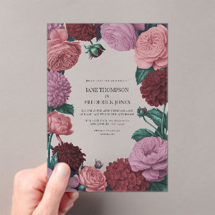Invitations En Acrylique Blush Mauve, Peach Blossom & Rosewood Velours