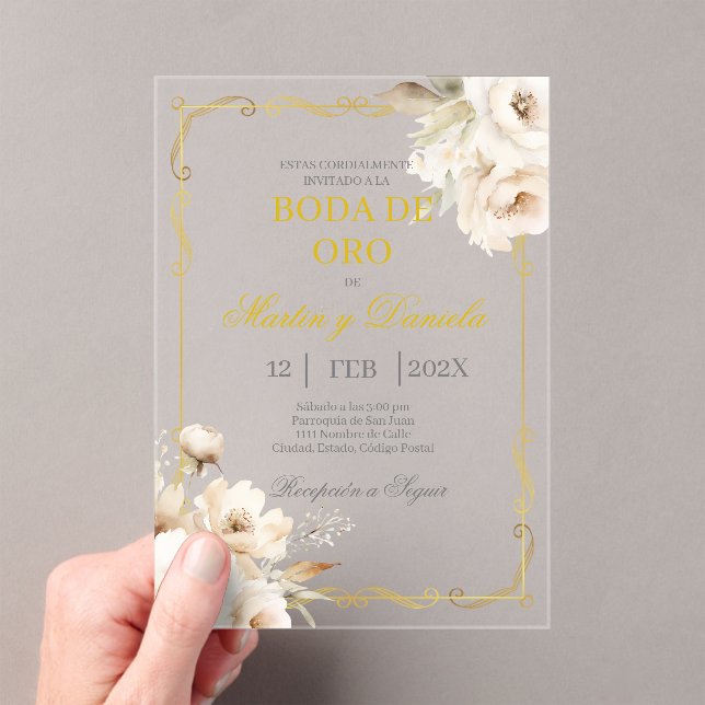 Invitations En Acrylique Boda de oro con flanca (In situ (ordinateur de poche))