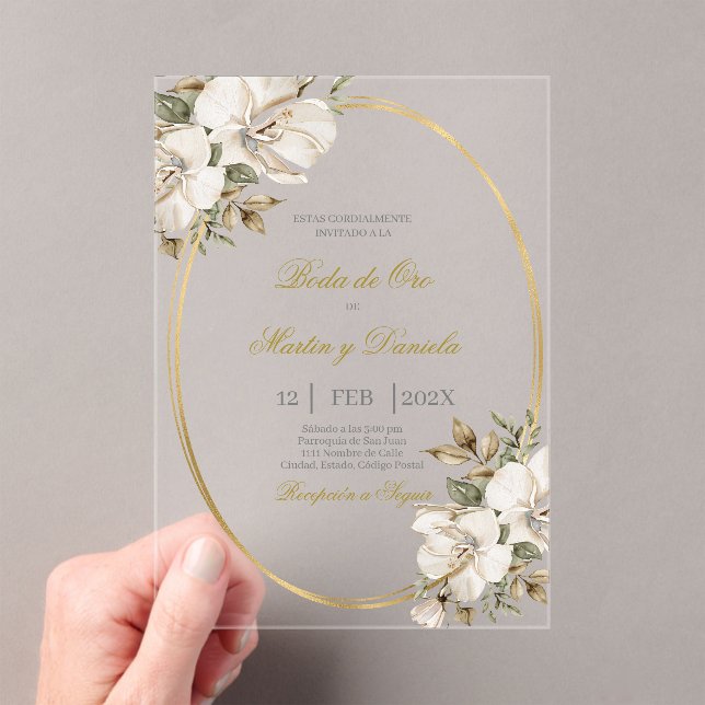 Invitations En Acrylique boda de oro rustica acrilico (In situ (ordinateur de poche))