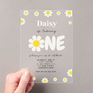 Invitations En Acrylique Bohème mignonne Moderne Fleurs de marguerite 1er a
