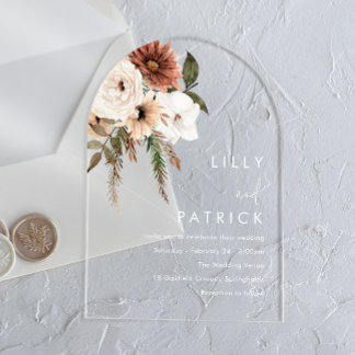 Invitations En Acrylique Bohemian Floral Terracotta Wedding Arch