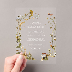 Invitations En Acrylique Boho automne fleur sauvage   Mariage botanique