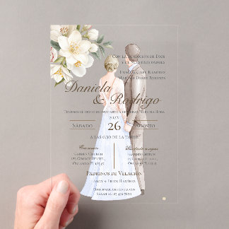 Invitations En Acrylique Boho avec mariage des mariés