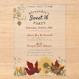 Invitations En Acrylique Boho Chic Automnal Sweet 16 