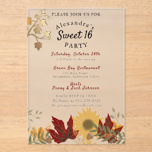 Invitations En Acrylique Boho Chic Automnal Sweet 16 