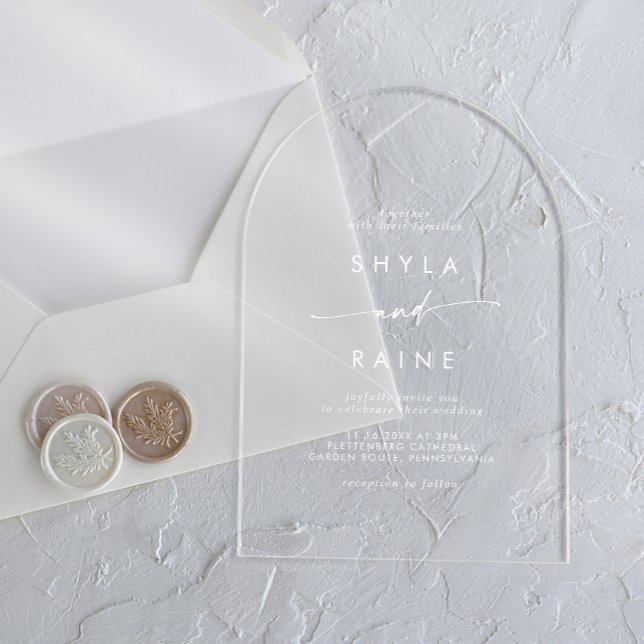 Invitations En Acrylique Boho Chic Moderne Décontracté Blanc Clair Mariage (Créateur téléchargé)