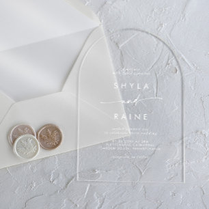 Invitations En Acrylique Boho Chic Moderne Élégance Mariage Blanc Transpare