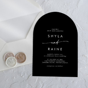 Invitations En Acrylique Boho Chic Moderne Mariage Casual Blanc Noir
