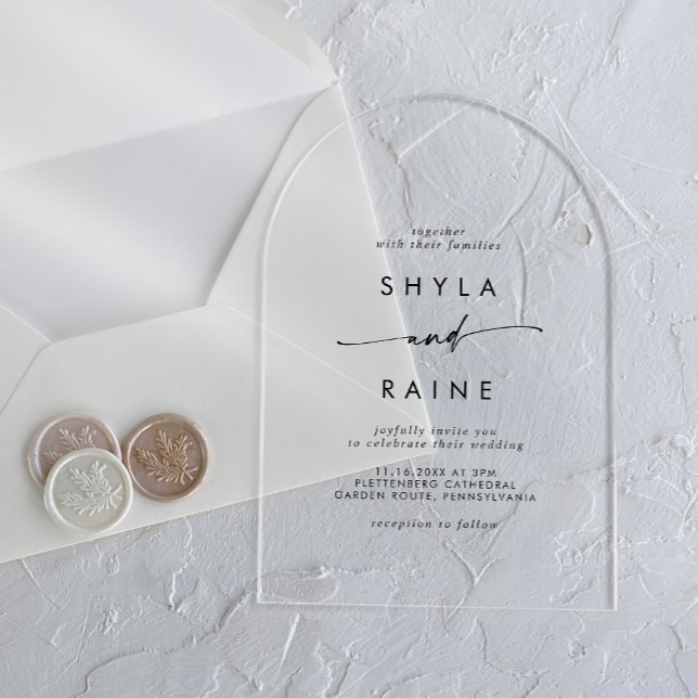Invitations En Acrylique Boho Chic Moderne Mariage Casual Clair Acrylique (Boho Chic Modern Casual Clear Acrylic Wedding Acrylic Invitations)