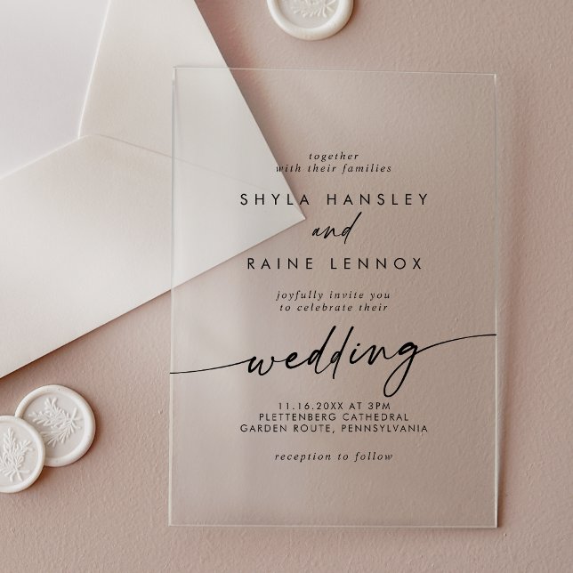 Invitations En Acrylique Boho Chic Simple Rustique Mariage Clair Acrylique (Boho Chic Simple Rustic Clear Acrylic Wedding Acrylic Invitations)