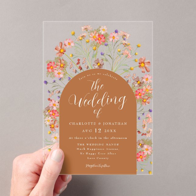 Invitations En Acrylique Boho Fall Rustic Floral Mariage (In situ (ordinateur de poche))