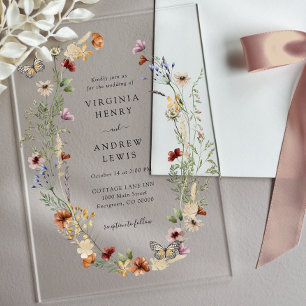 Invitations En Acrylique Boho Floral Mariage