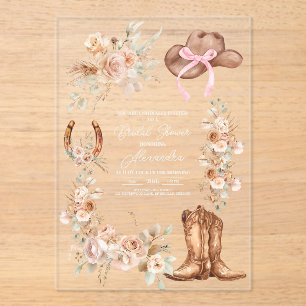 Invitations En Acrylique Boho Floral Western Fête des mariées