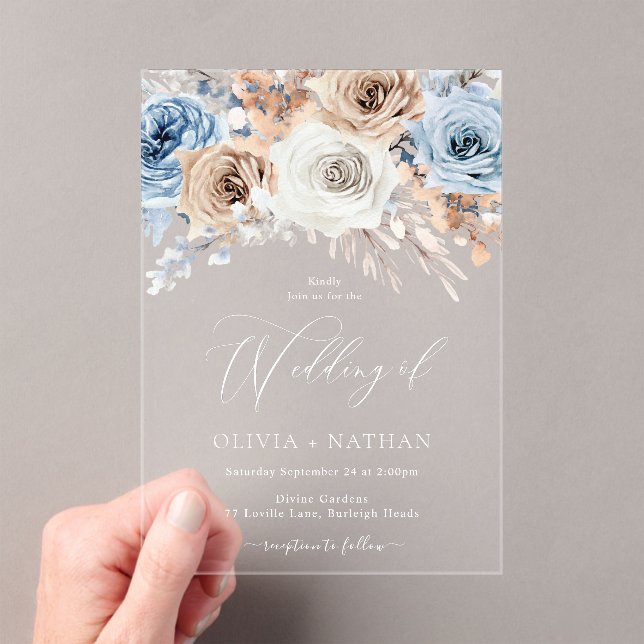 Invitations En Acrylique Boho Flowers Mariage (In situ (ordinateur de poche))