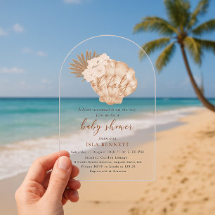 Invitations En Acrylique Boho Little Mermaid Baby Shower en route