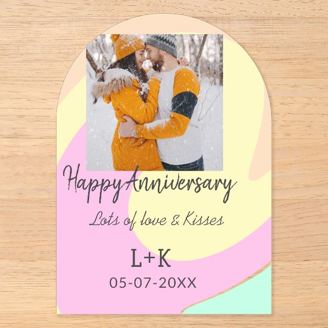 Invitations En Acrylique Boho moderne heureux anniversaire ajouter nom date (Recto)