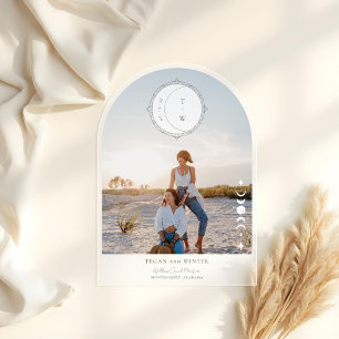 Invitations En Acrylique Boho Moon Star Save The Date Arch Photo Mariage