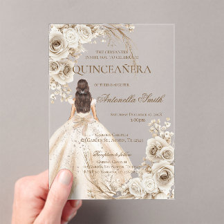 Invitations En Acrylique Boho Quinceanera