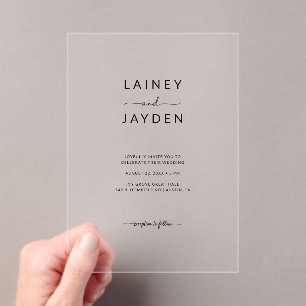 Invitations En Acrylique Boho Simple Elegant Mariage Script Clear