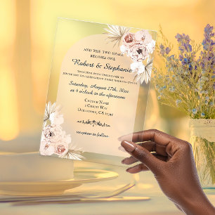 Invitations En Acrylique Boho Spring Peony Christian Mariage Transparent