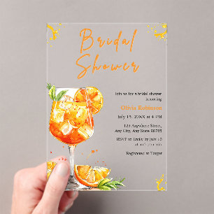 Invitations En Acrylique Boisson Cocktail Orange Aperol Spritz Enterrement