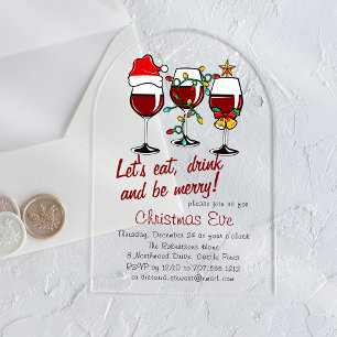 Invitations En Acrylique Boissons du dîner de la veille de Noël Cocktails V