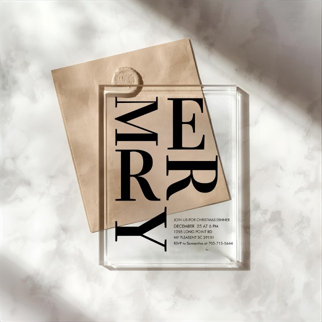 Invitations En Acrylique Bold MERRY Christmas Modern  (Créateur téléchargé)